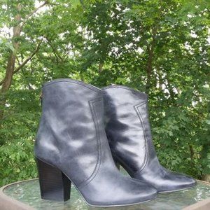 Leather Short Zipper Back Ankle Boots